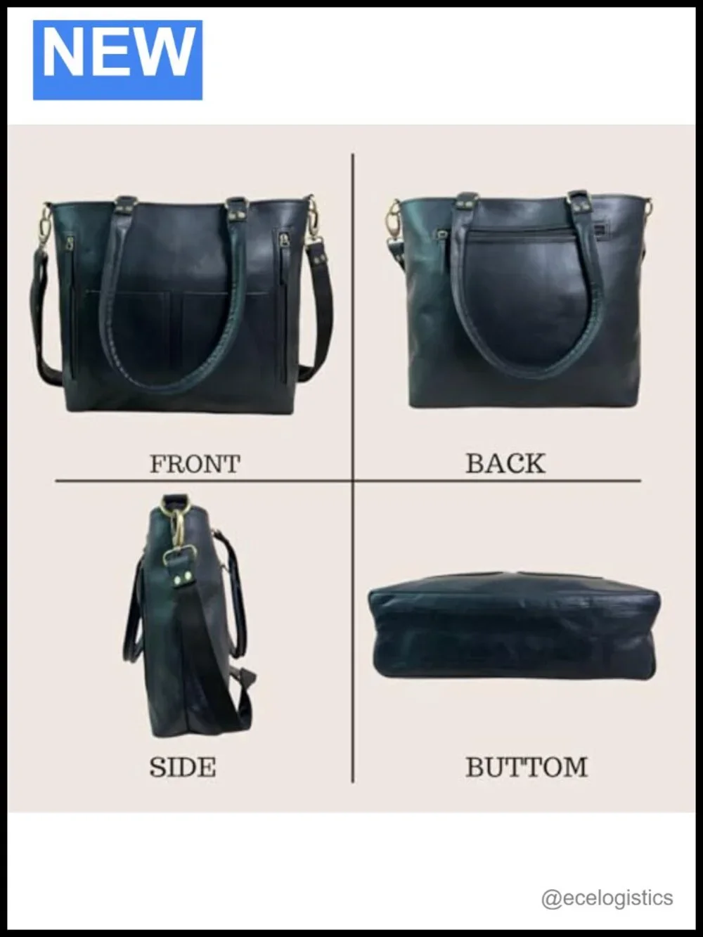Genuine Leather Satchel Handbag Tote Crossbody Adjustable Strap